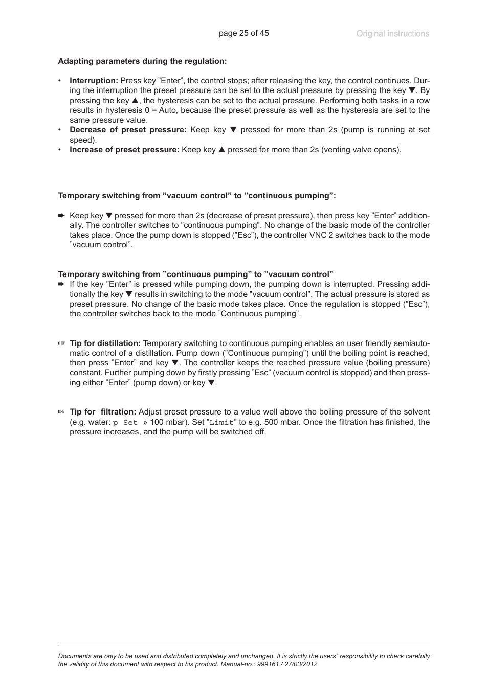 VACUUBRAND VNC 2 User Manual | Page 25 / 45