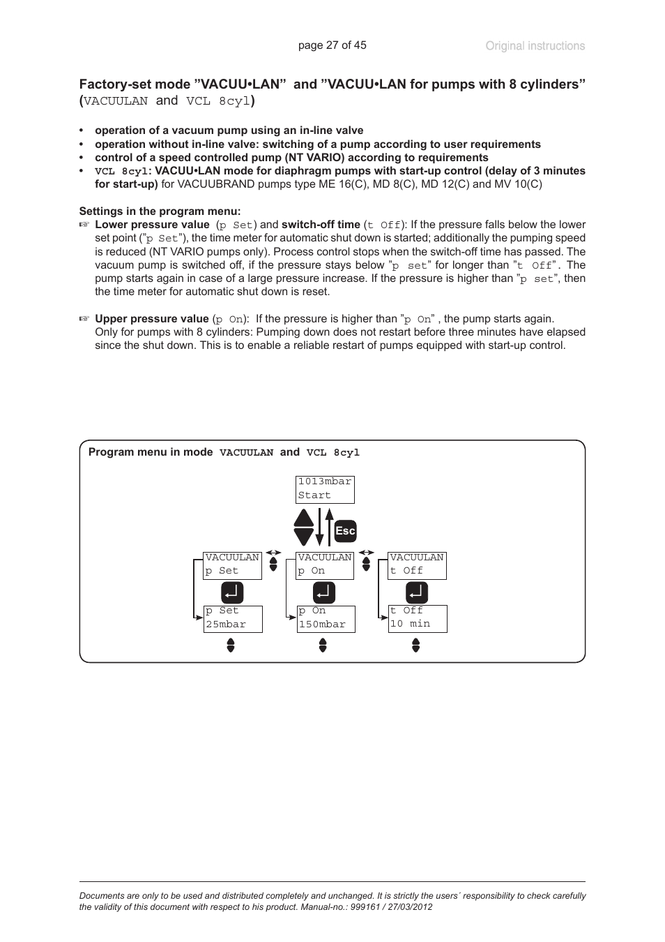 VACUUBRAND VNC 2 User Manual | Page 27 / 45