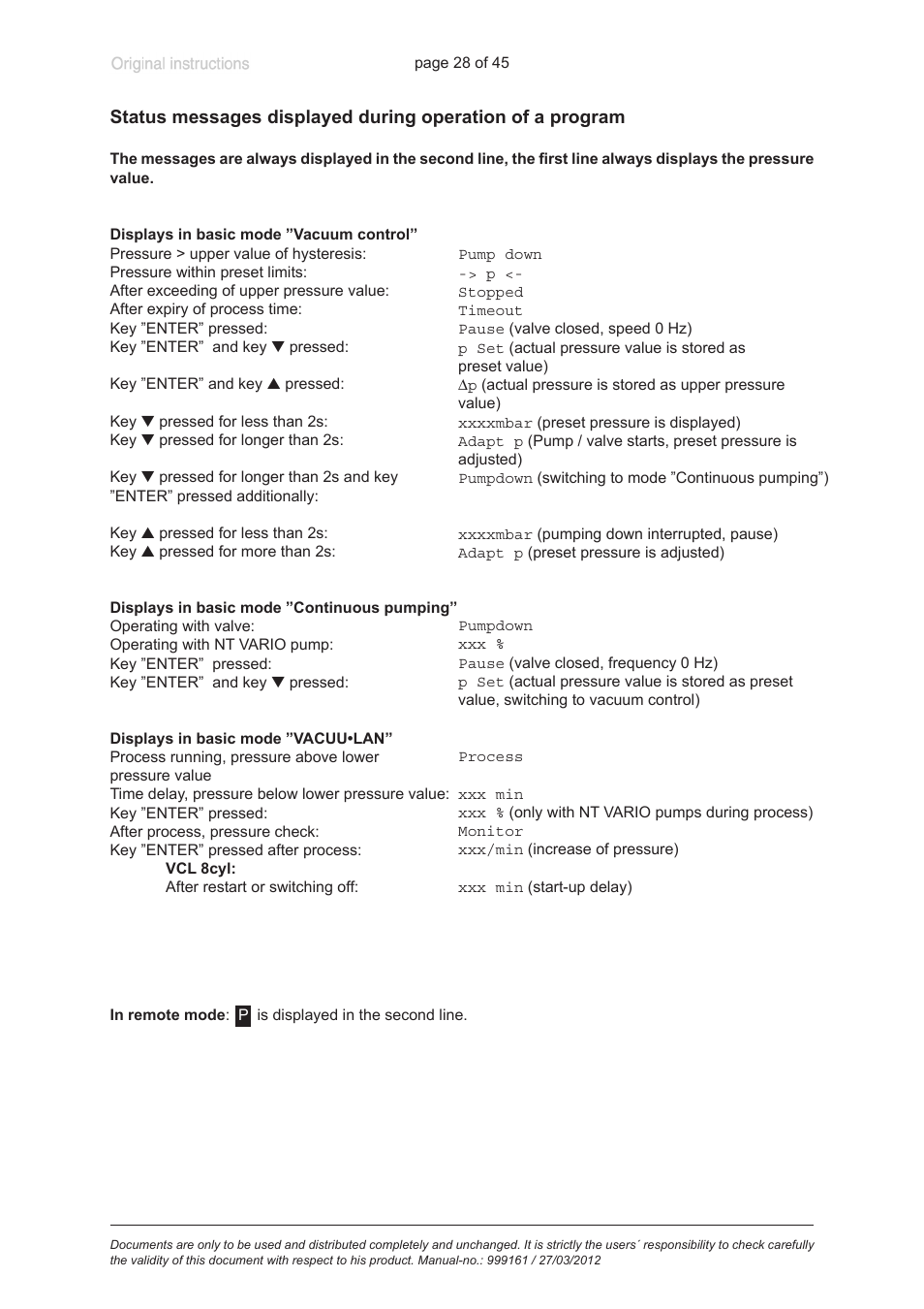 VACUUBRAND VNC 2 User Manual | Page 28 / 45