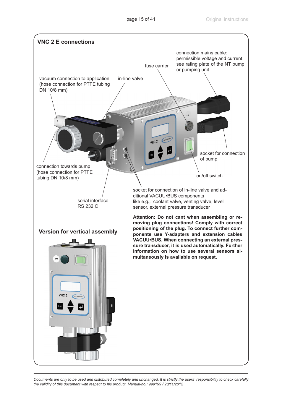 VACUUBRAND VNC 2 E User Manual | Page 15 / 41