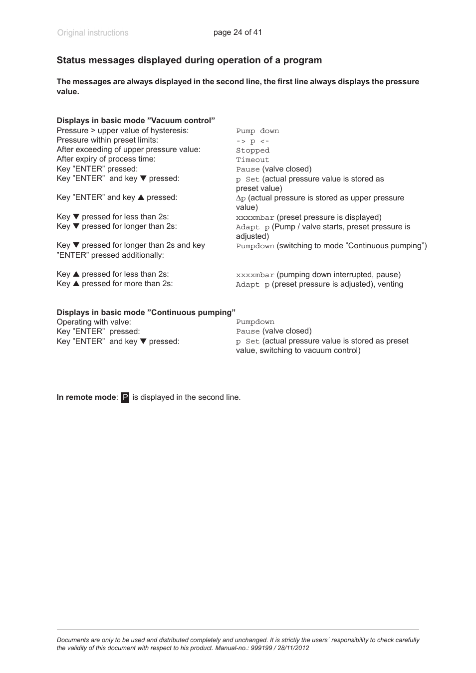 VACUUBRAND VNC 2 E User Manual | Page 24 / 41