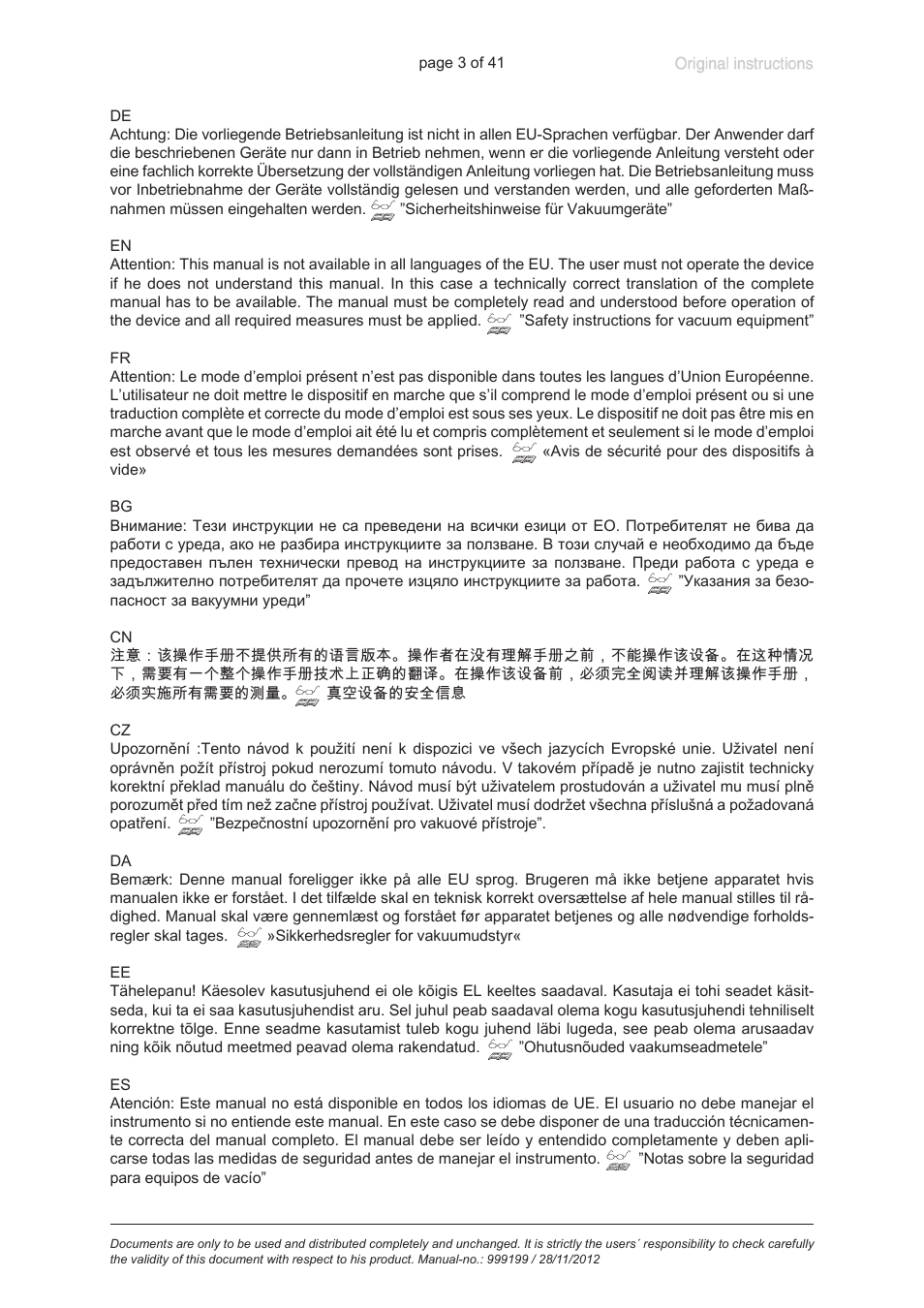 VACUUBRAND VNC 2 E User Manual | Page 3 / 41
