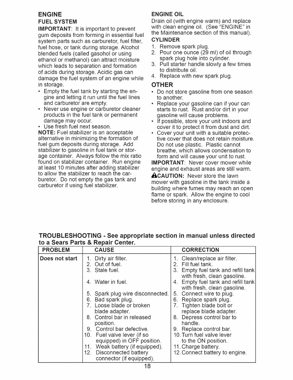 Engine, Other | Craftsman 917.374941 User Manual | Page 18 / 48