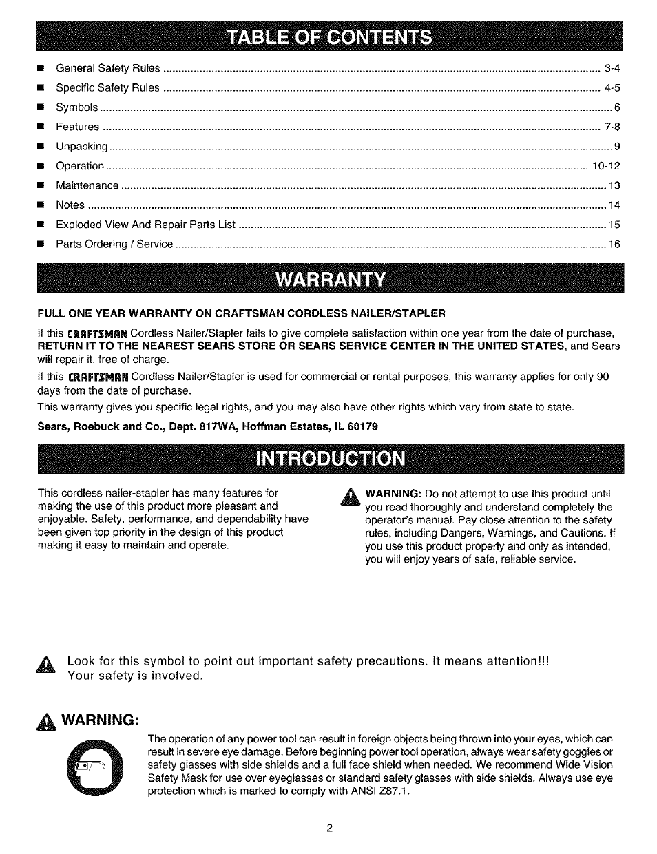 Craftsman 315.114010 User Manual | Page 2 / 16