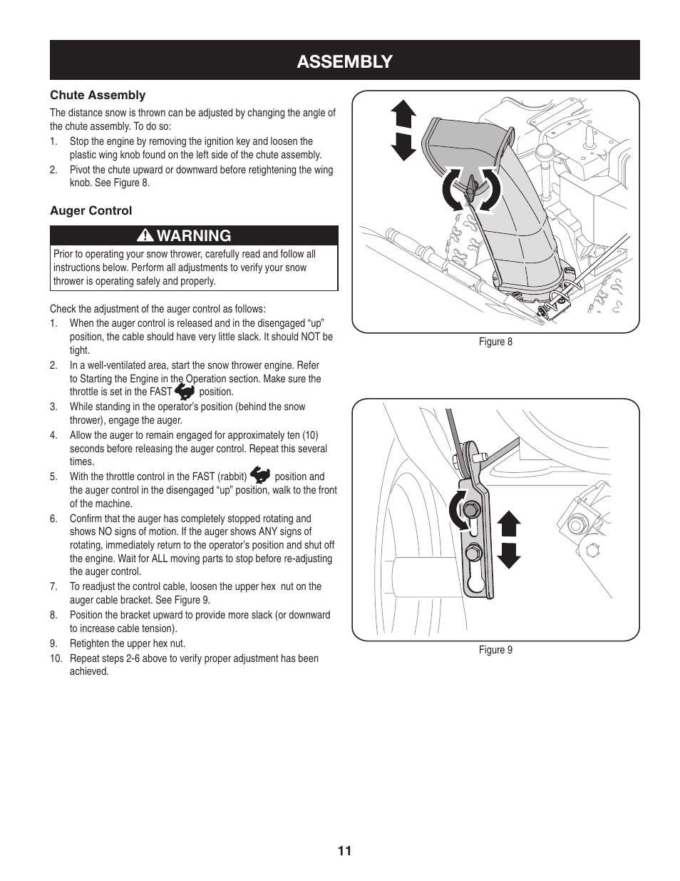 Assembly, Warning | Craftsman 247.8819 User Manual | Page 11 / 64