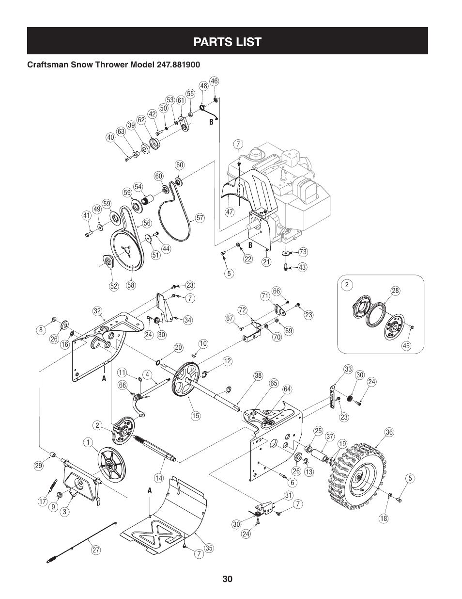 Parts list | Craftsman 247.8819 User Manual | Page 30 / 64