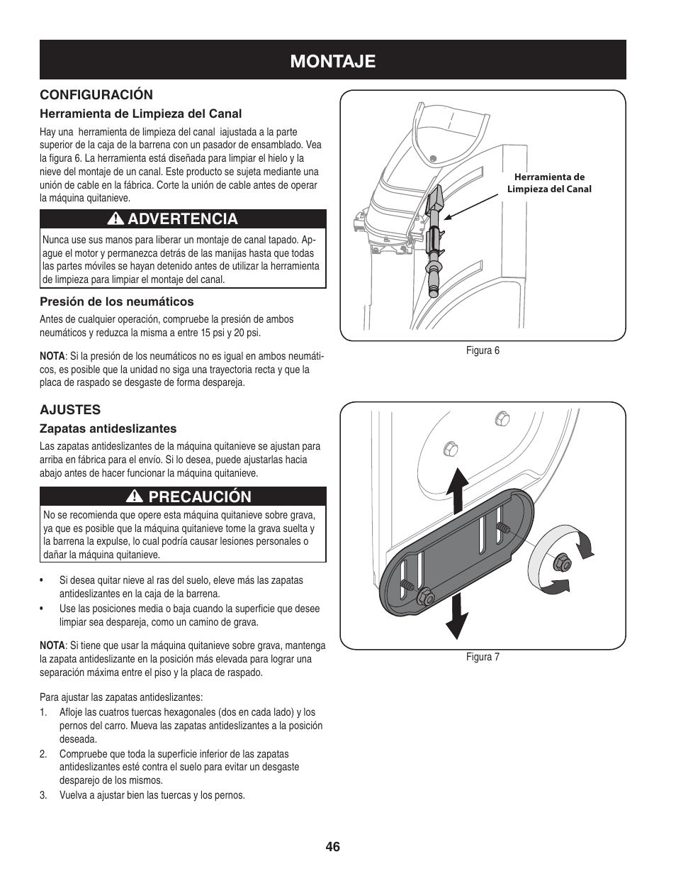 Montaje, Advertencia, Precaución | Craftsman 247.8819 User Manual | Page 46 / 64