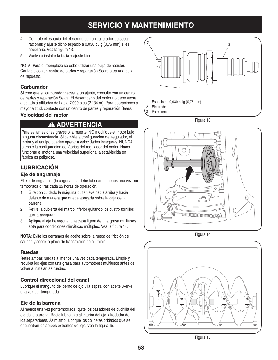 Servicio y mantenimiento, Advertencia | Craftsman 247.8819 User Manual | Page 53 / 64