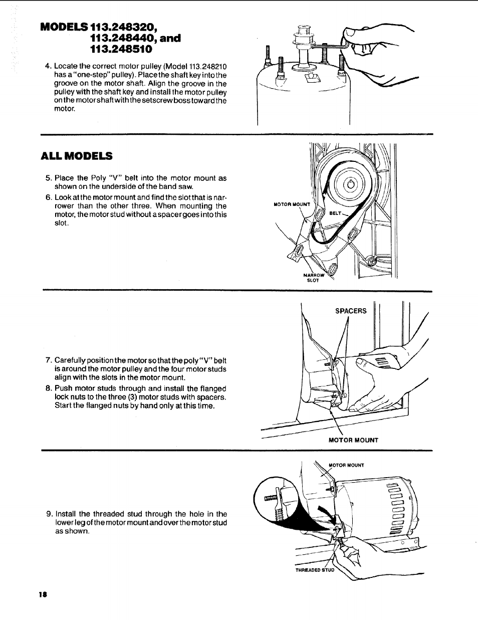 Models 113.248320, 248440, and 113.248510, All models | Craftsman 113.248510 User Manual | Page 18 / 52