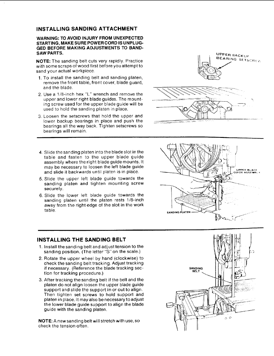 Installing sanding attachment, Installing the sanding belt | Craftsman 113.248510 User Manual | Page 37 / 52
