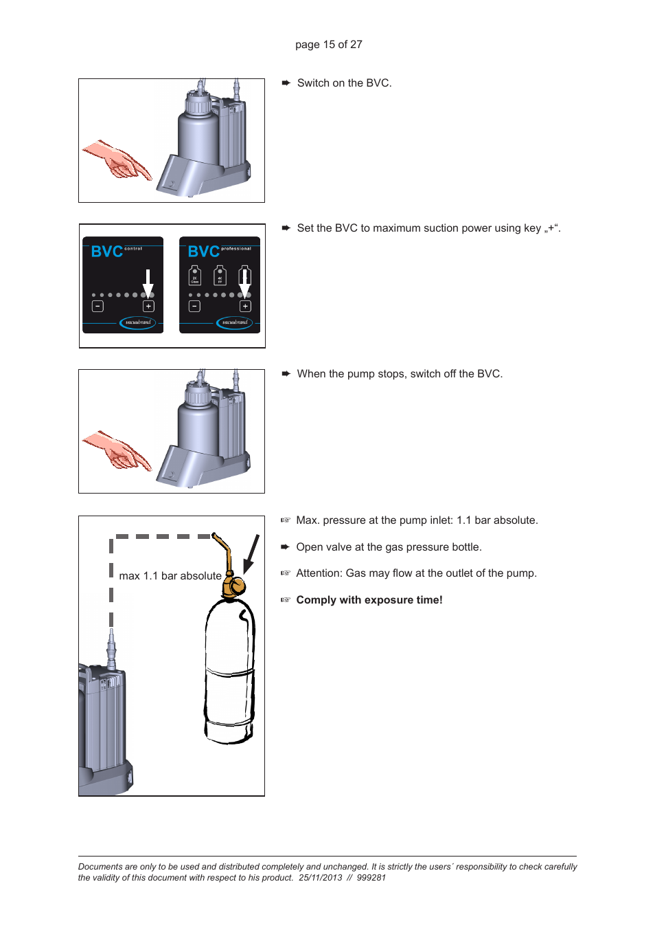 VACUUBRAND BVC basic / control / professional /G: Instructions pour la décontamination User Manual | Page 15 / 27