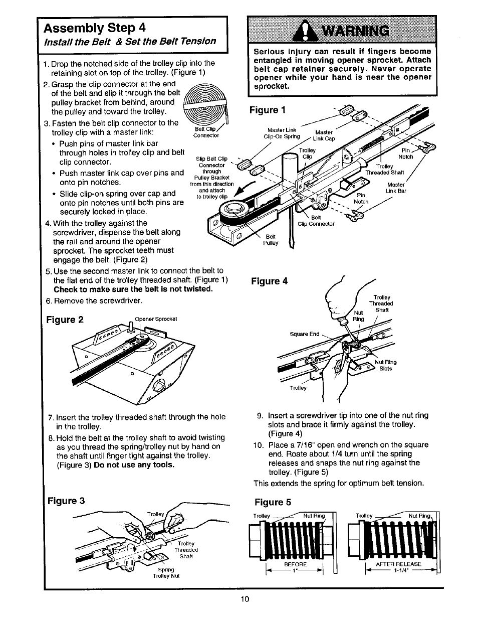Assembly step 4, Install the belt & set the belt tension | Craftsman 139.53664SRT2 User Manual | Page 10 / 40
