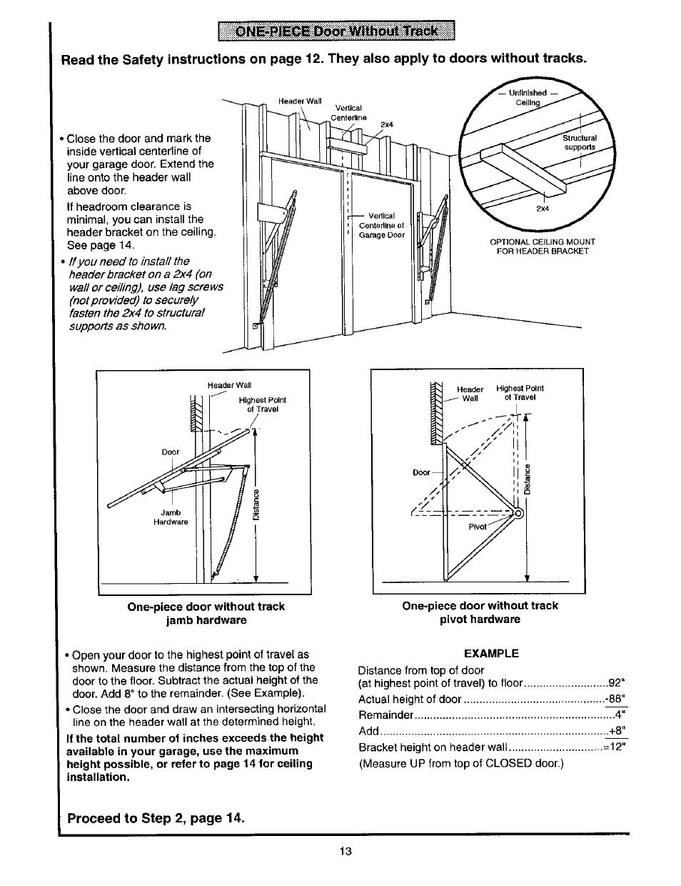 One*plec£ door without track | Craftsman 139.53664SRT2 User Manual | Page 13 / 40