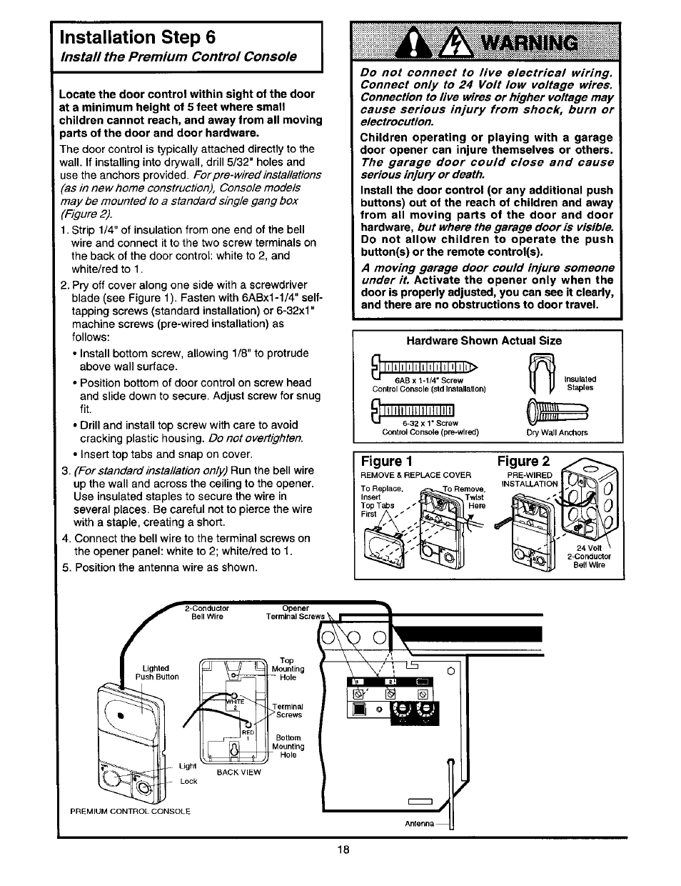 Installation step 6, Install the premium control console | Craftsman 139.53664SRT2 User Manual | Page 18 / 40