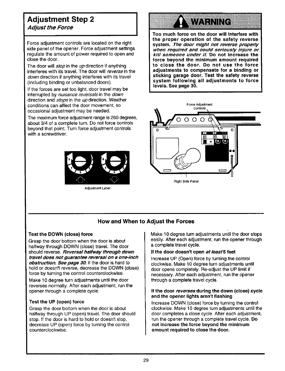 Adjustment step 2, Adjust the force | Craftsman 139.53664SRT2 User Manual | Page 29 / 40