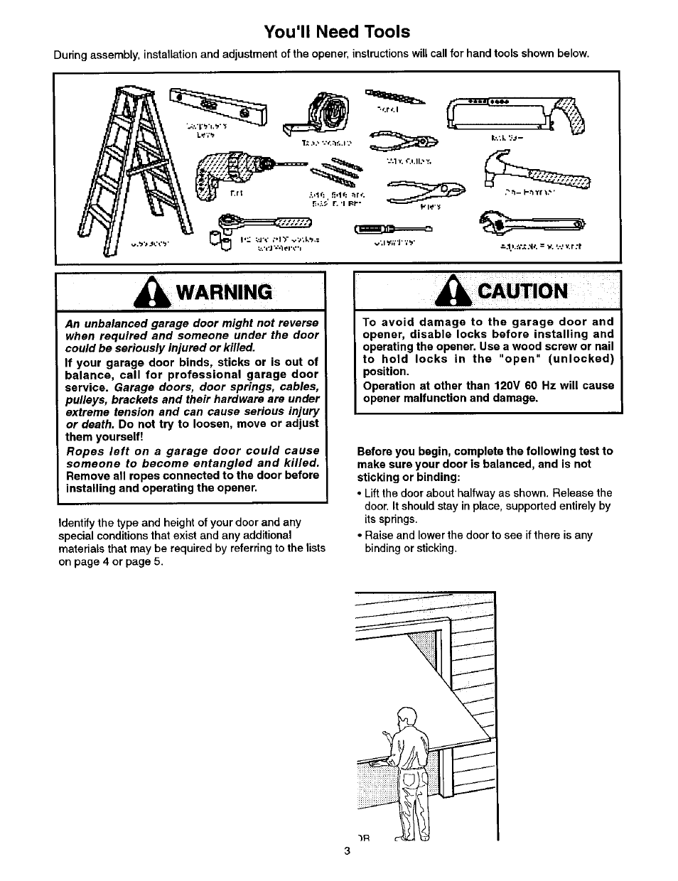 You'll need tools, Caution | Craftsman 139.53664SRT2 User Manual | Page 3 / 40