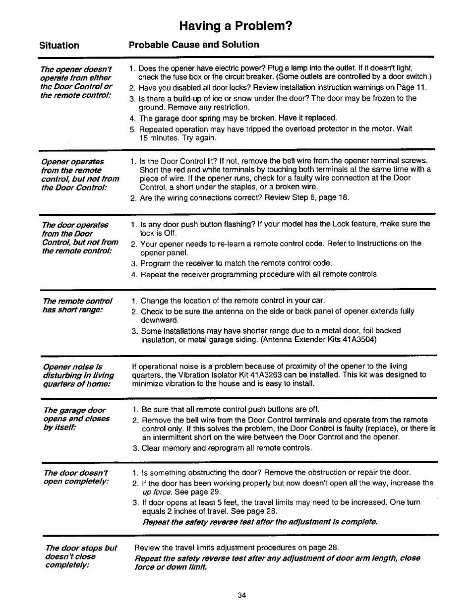 Having a problem | Craftsman 139.53664SRT2 User Manual | Page 34 / 40