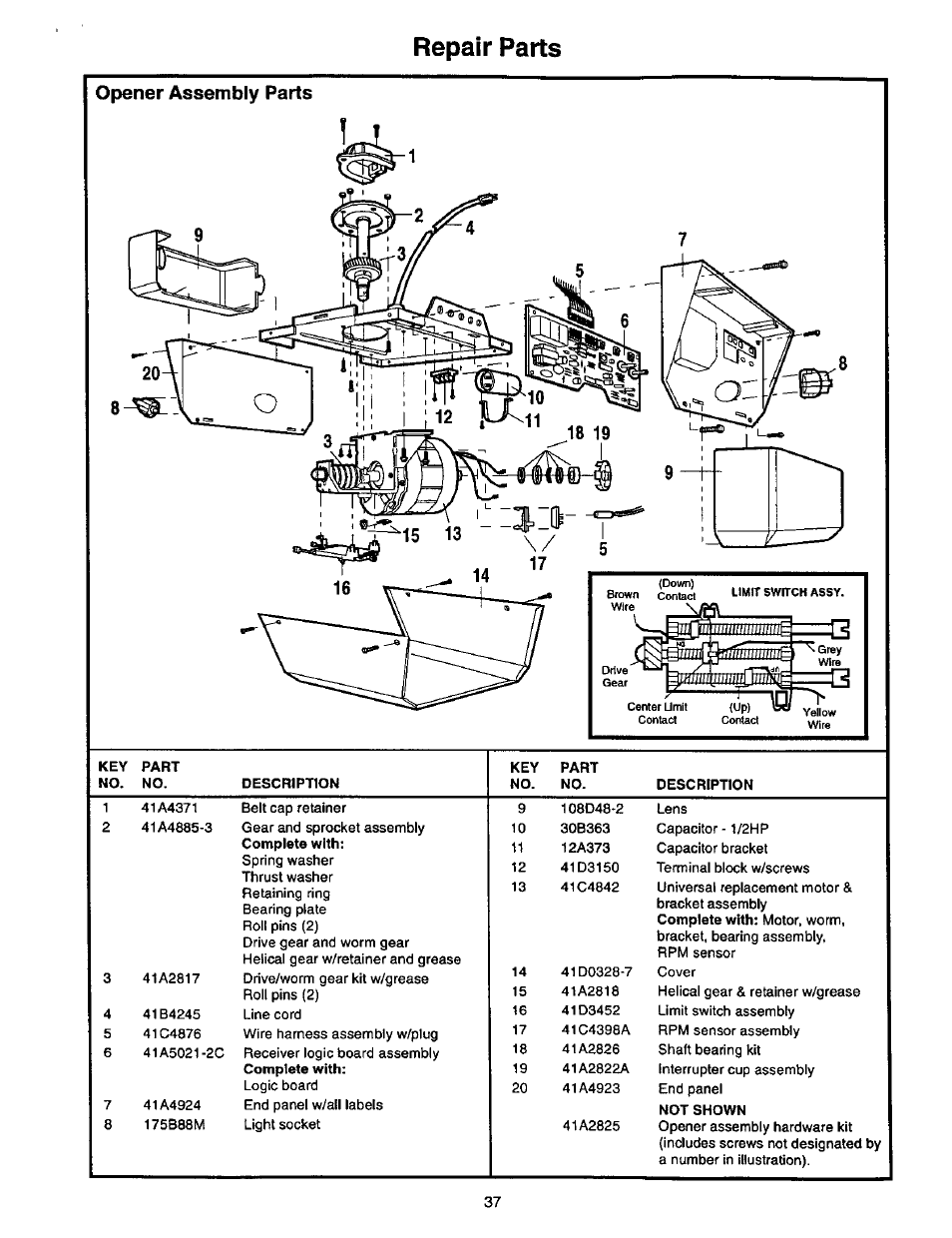 Repair parts | Craftsman 139.53664SRT2 User Manual | Page 37 / 40