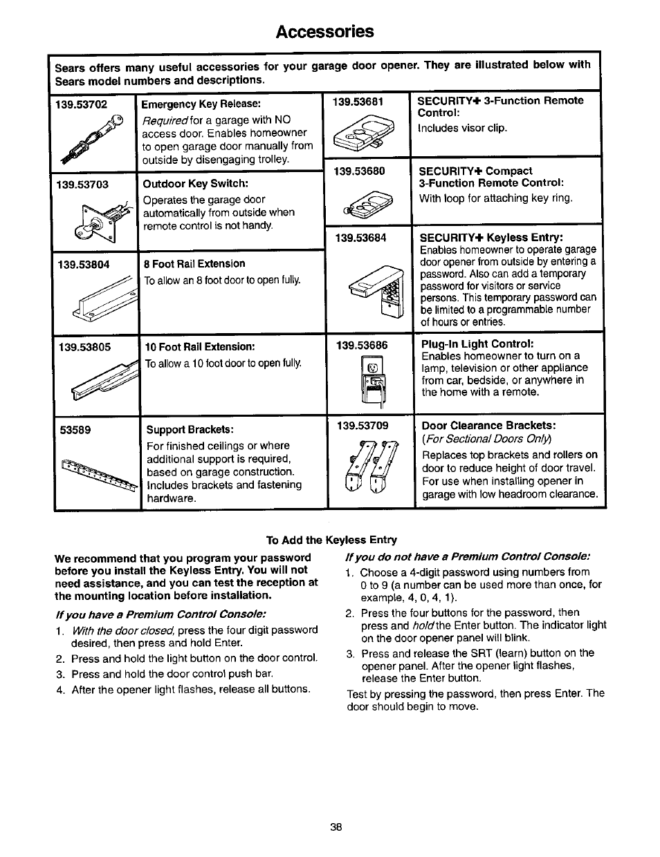 Accessories | Craftsman 139.53664SRT2 User Manual | Page 38 / 40