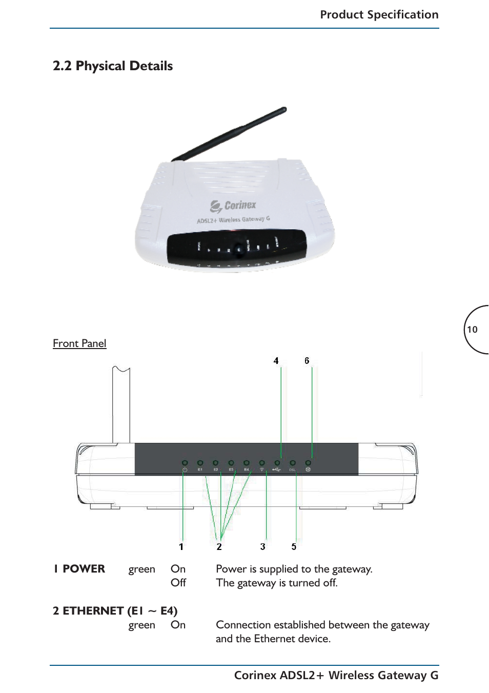 2 physical details | Corinex Global ADSL2+ User Manual | Page 11 / 145