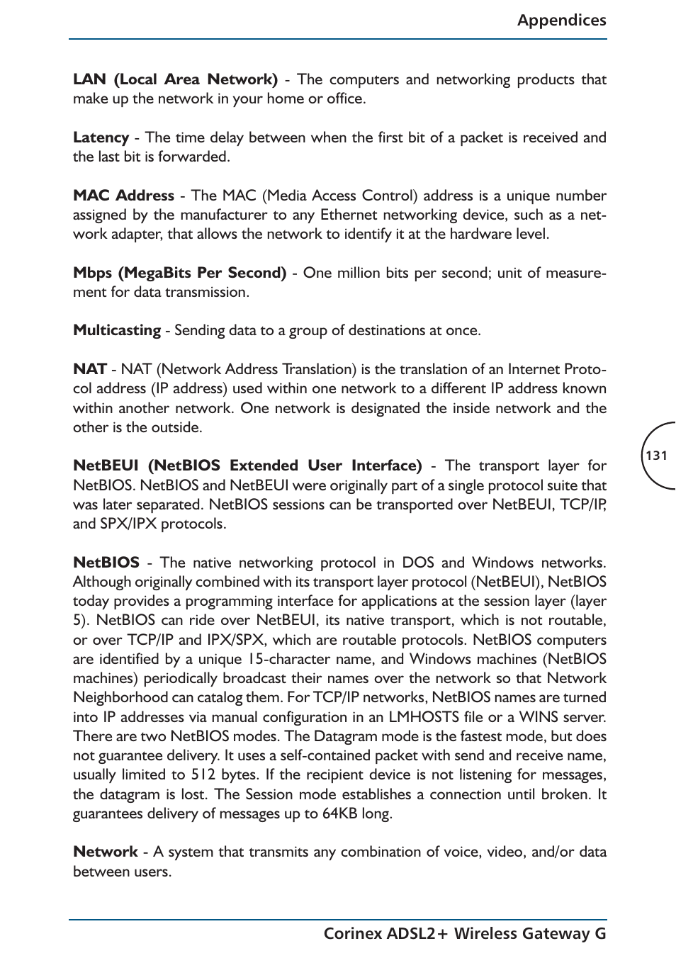 Corinex Global ADSL2+ User Manual | Page 132 / 145