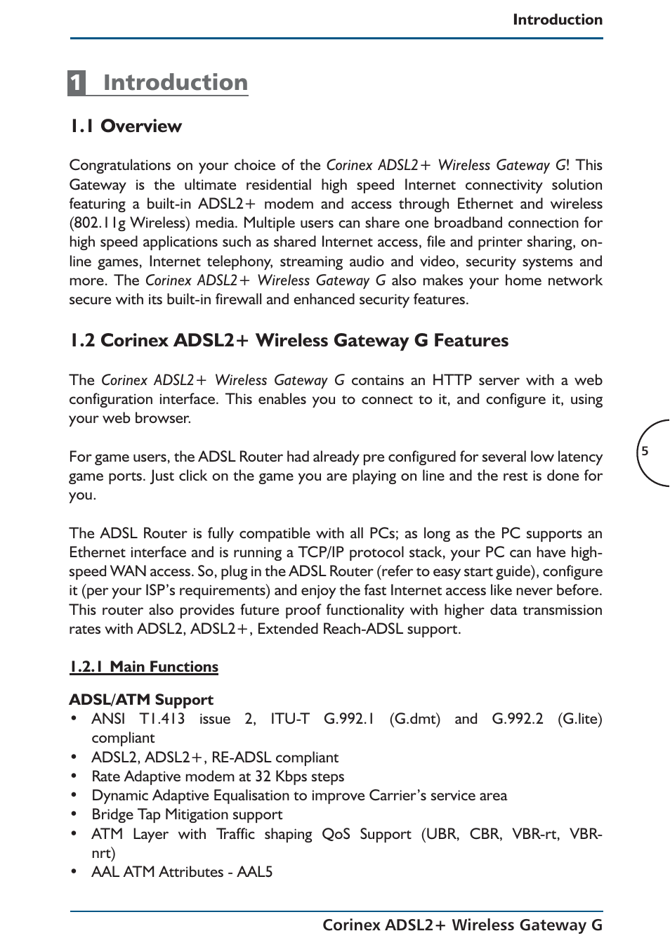 1introduction | Corinex Global ADSL2+ User Manual | Page 6 / 145