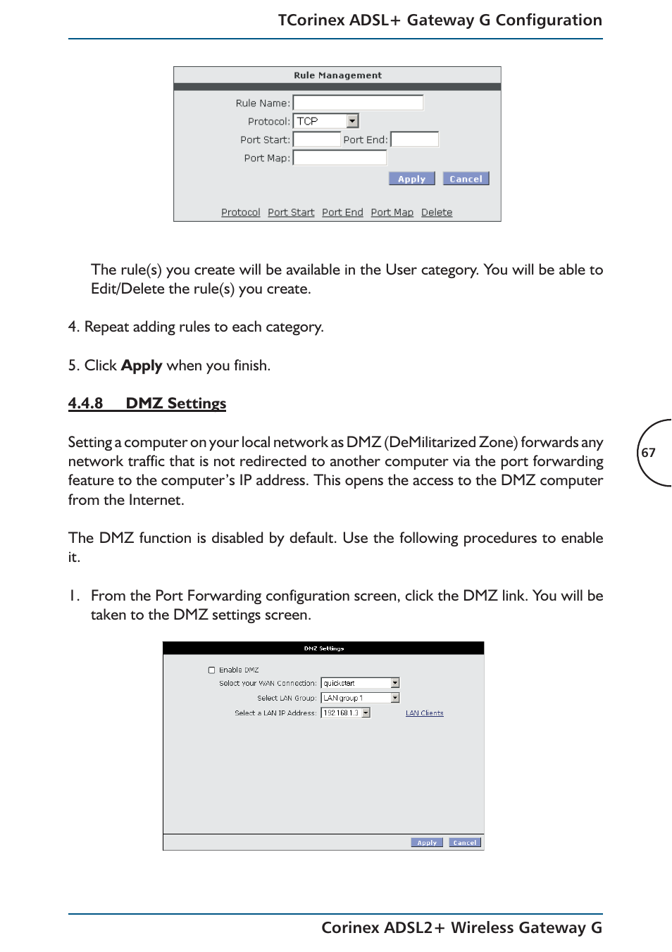 Corinex Global ADSL2+ User Manual | Page 68 / 145