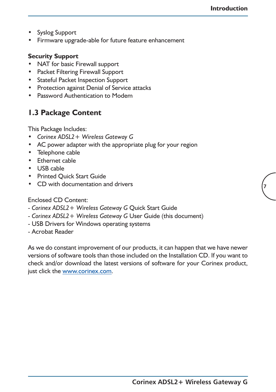 3 package content | Corinex Global ADSL2+ User Manual | Page 8 / 145