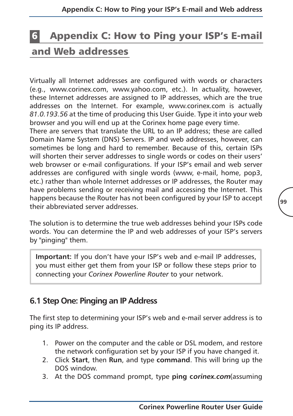 1 step one: pinging an ip address | Corinex Global Powerline Router User Manual | Page 102 / 111