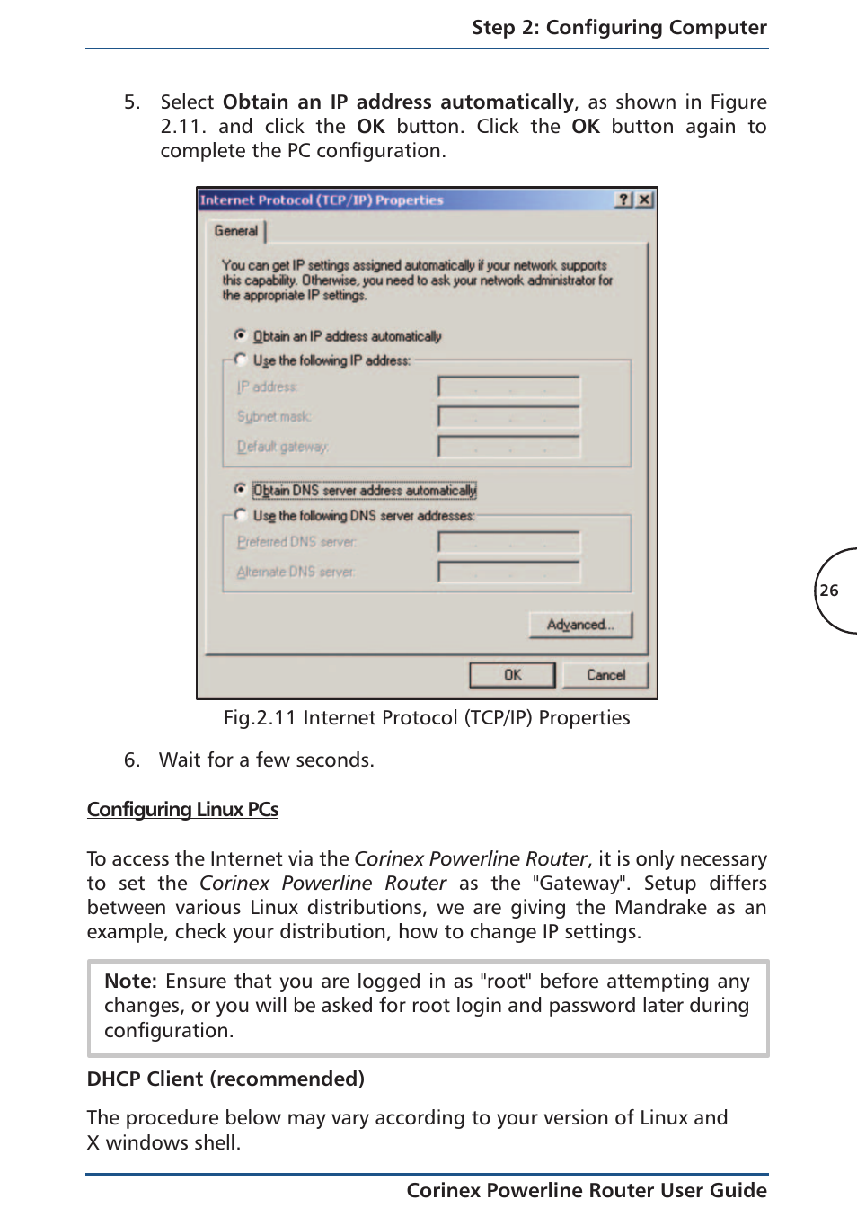 Configuring linux pcs | Corinex Global Powerline Router User Manual | Page 29 / 111