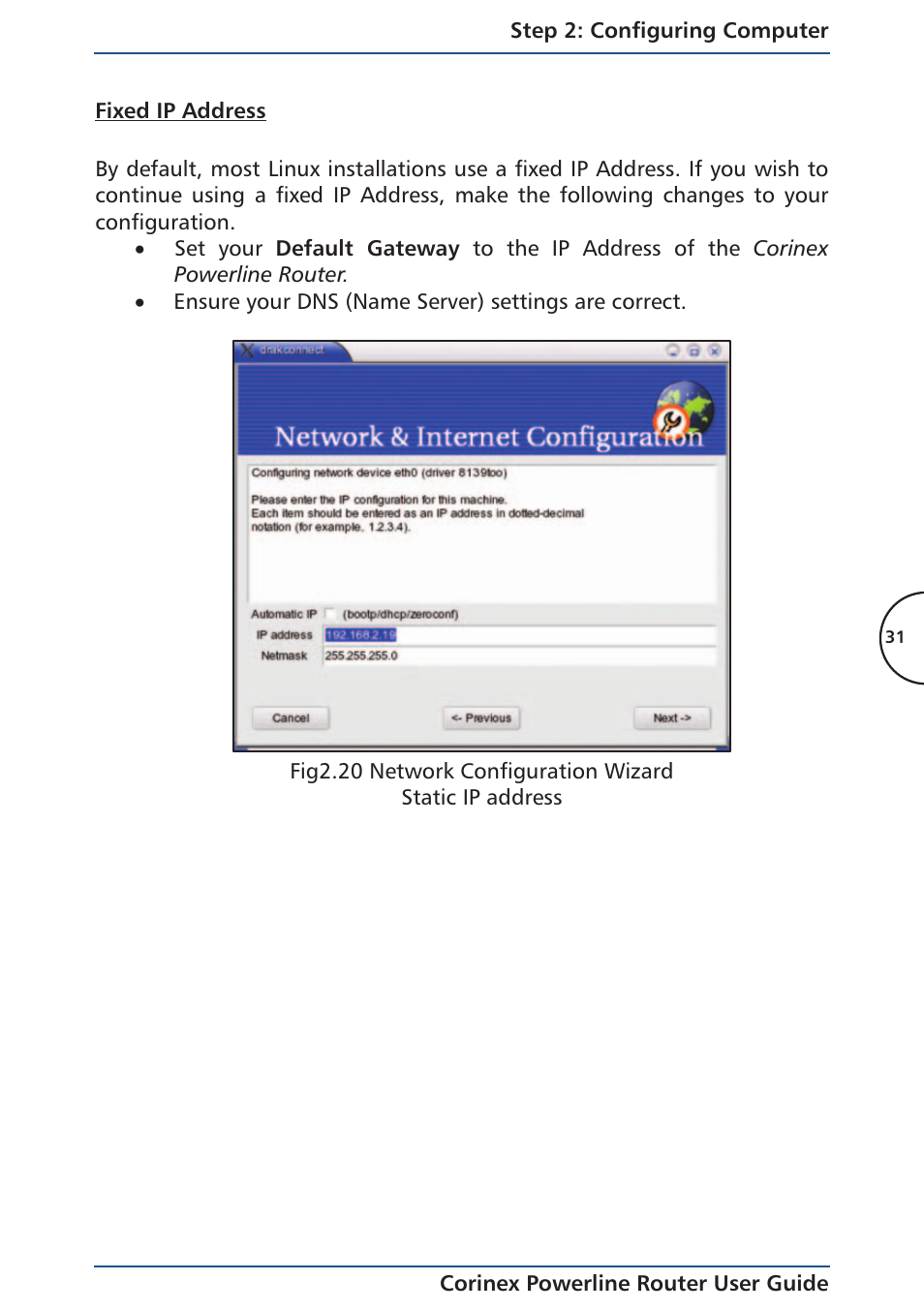 Fixed ip address | Corinex Global Powerline Router User Manual | Page 34 / 111