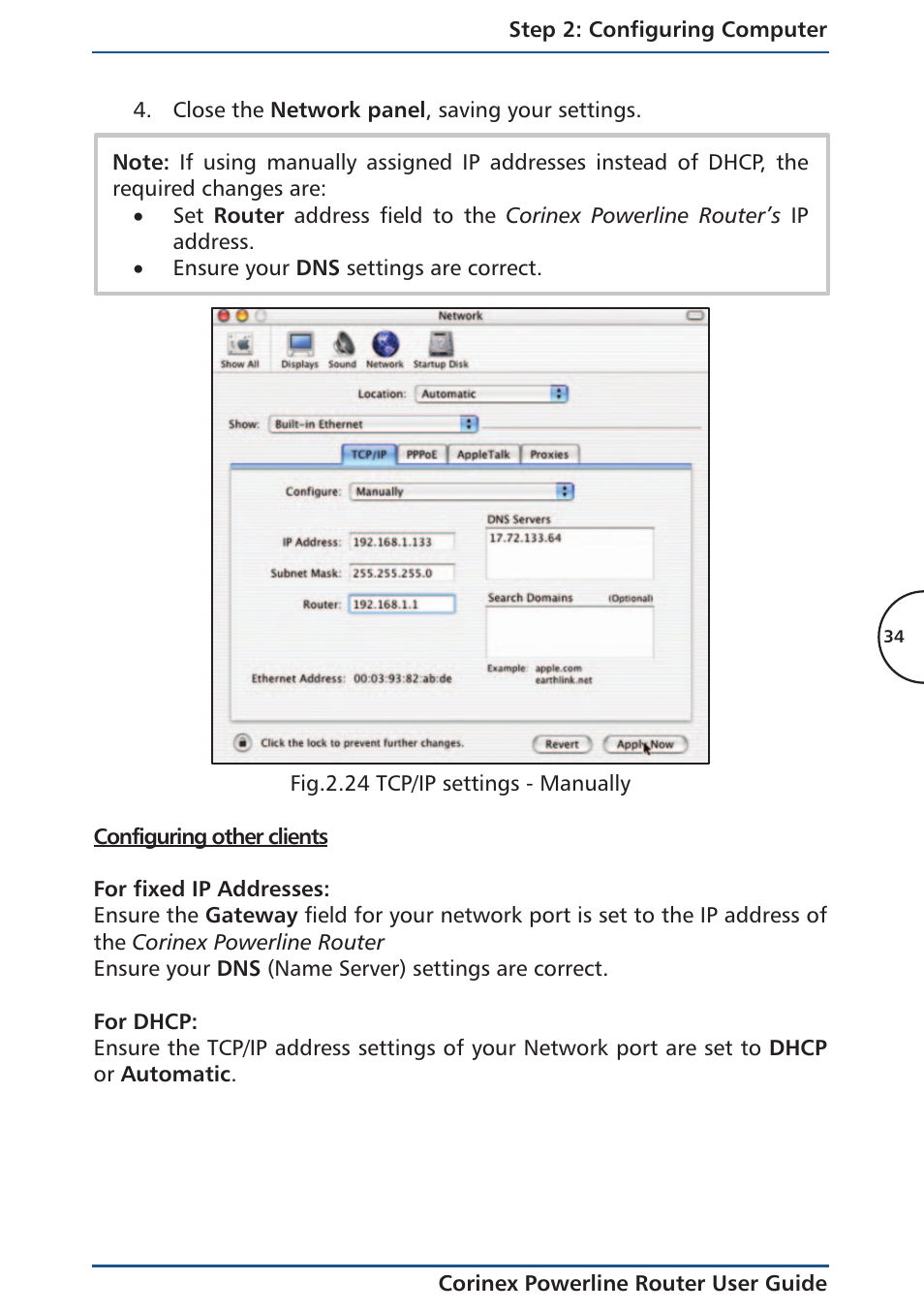 Configuring other clients | Corinex Global Powerline Router User Manual | Page 37 / 111