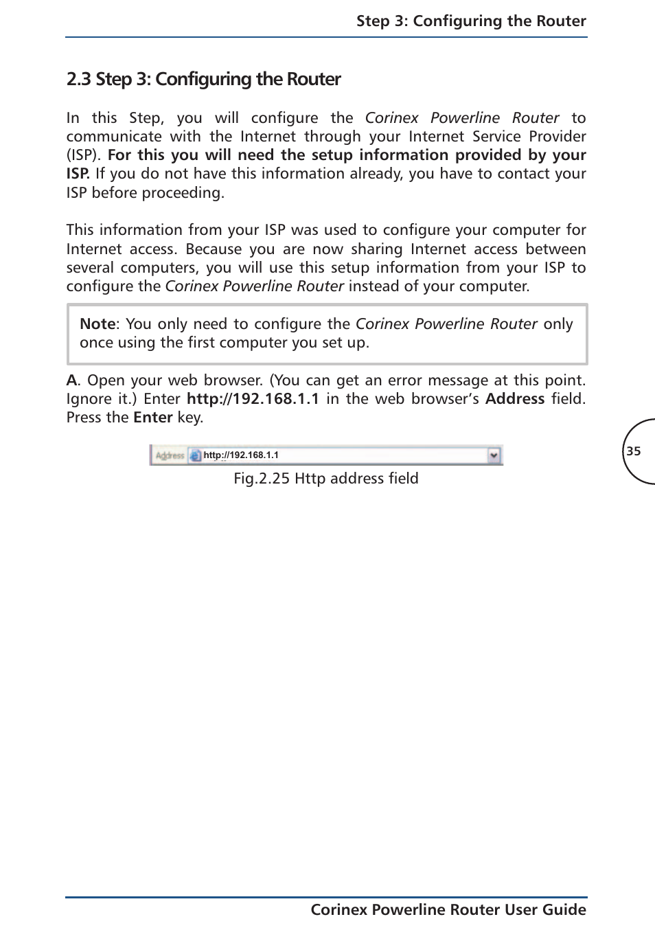 3 step 3 configuring the router, 3 step 3: configuring the router | Corinex Global Powerline Router User Manual | Page 38 / 111