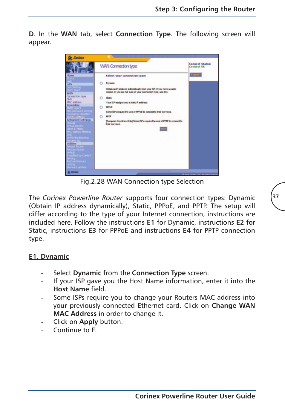 E1. dynamic | Corinex Global Powerline Router User Manual | Page 40 / 111