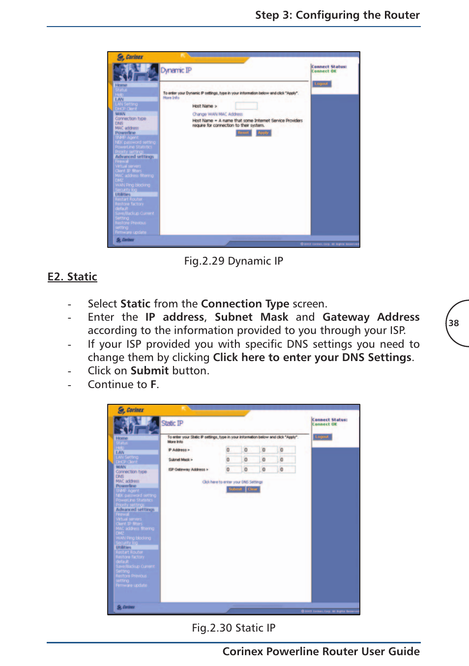 E2. static | Corinex Global Powerline Router User Manual | Page 41 / 111