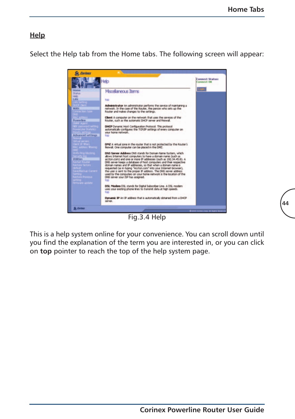 Help | Corinex Global Powerline Router User Manual | Page 47 / 111