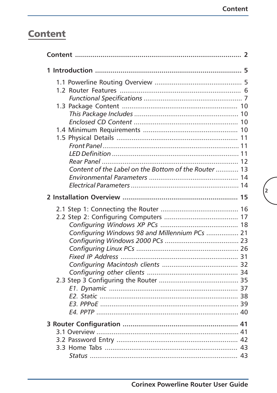 Content | Corinex Global Powerline Router User Manual | Page 5 / 111