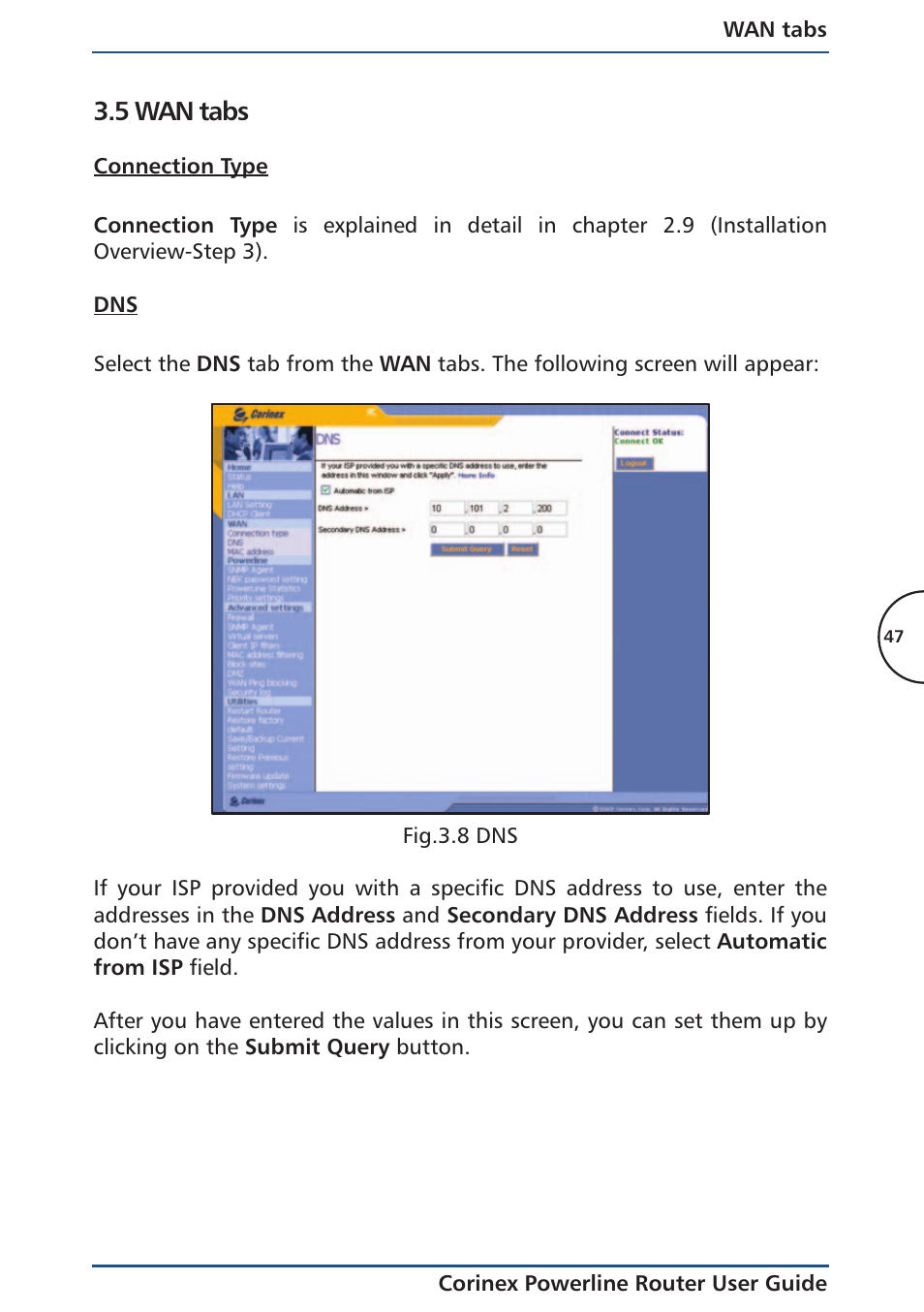 5 wan tabs, Connection type | Corinex Global Powerline Router User Manual | Page 50 / 111