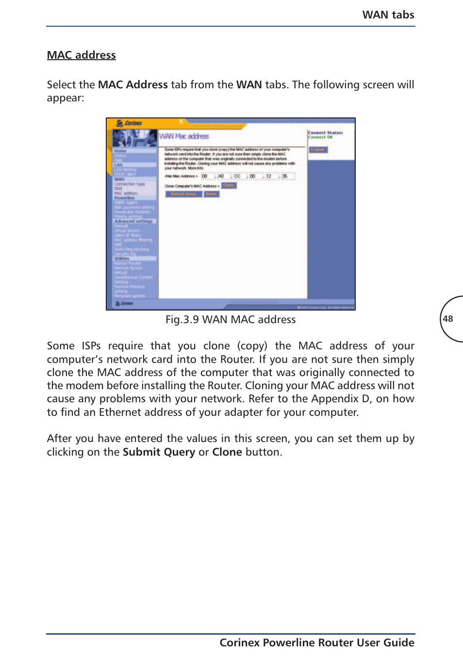 Mac address | Corinex Global Powerline Router User Manual | Page 51 / 111