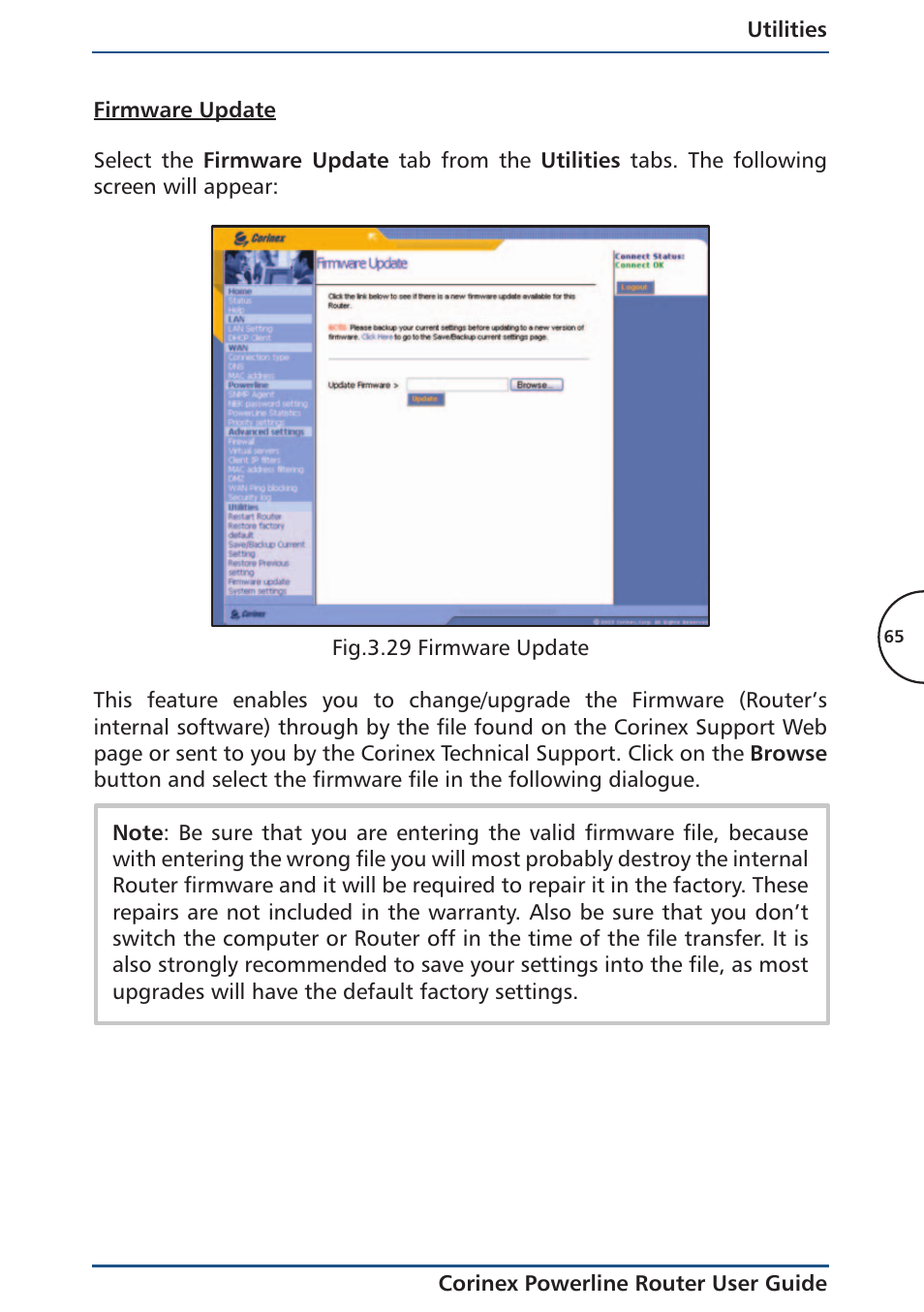 Firmware update | Corinex Global Powerline Router User Manual | Page 68 / 111