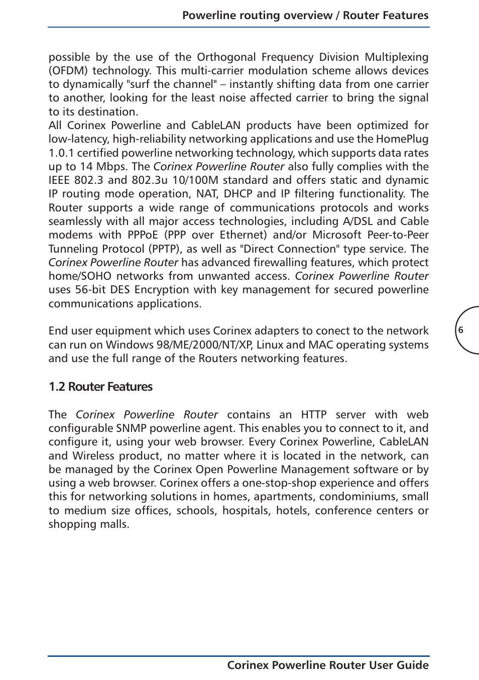 2 router features | Corinex Global Powerline Router User Manual | Page 9 / 111