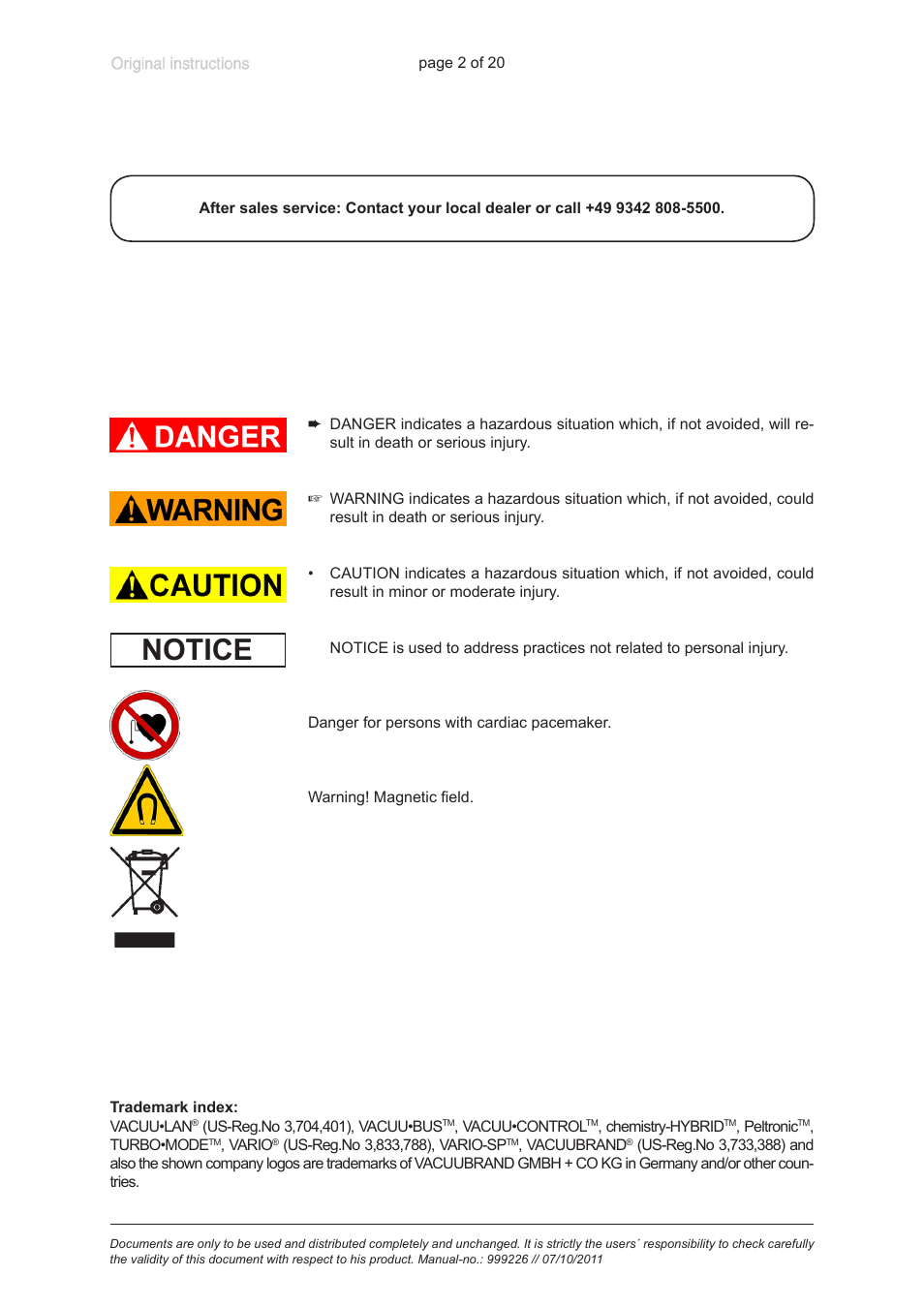 Notice | VACUUBRAND MPT 200 User Manual | Page 2 / 20