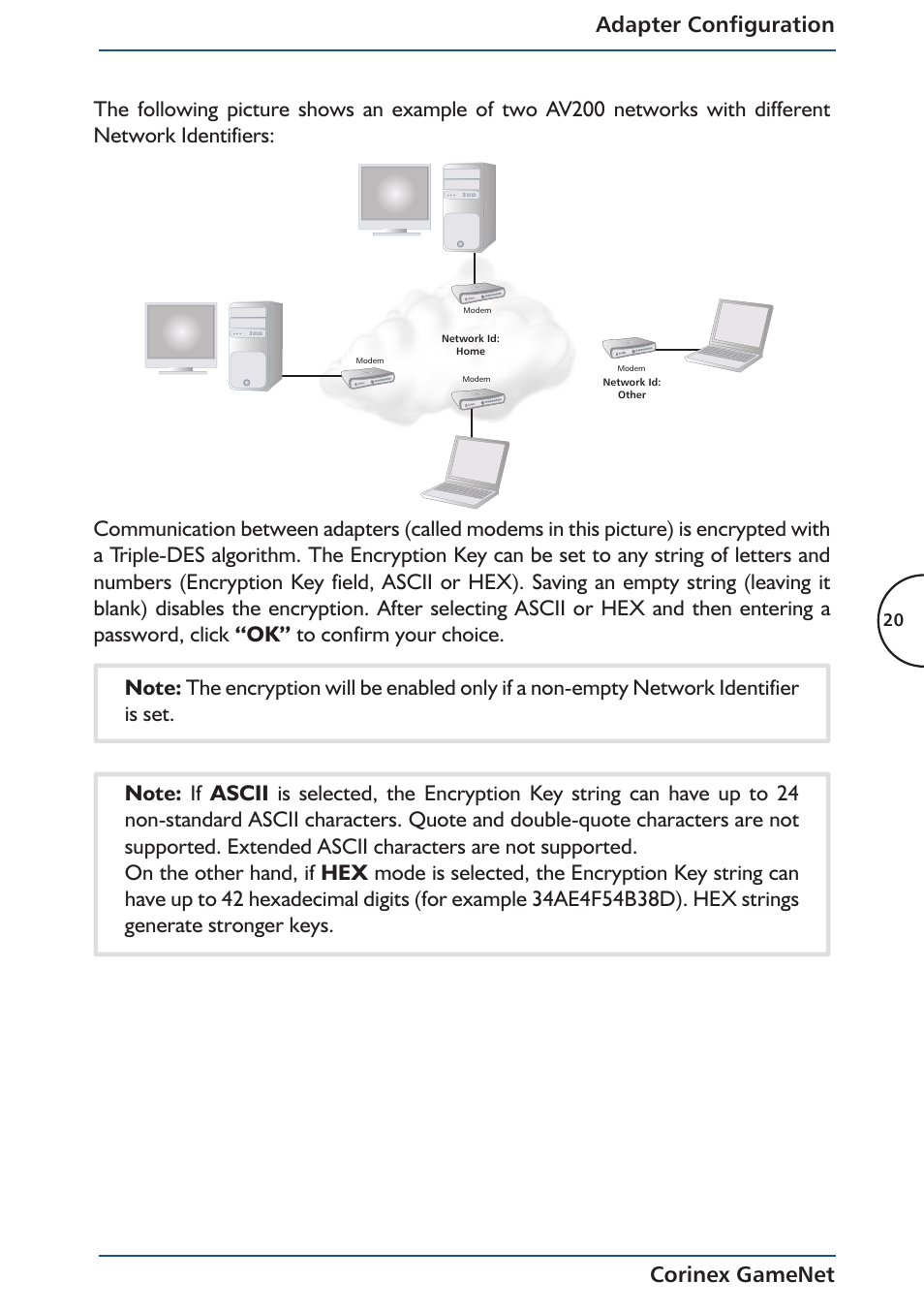 Adapter configuration corinex gamenet | Corinex Global Corinex GameNet User Manual | Page 22 / 47