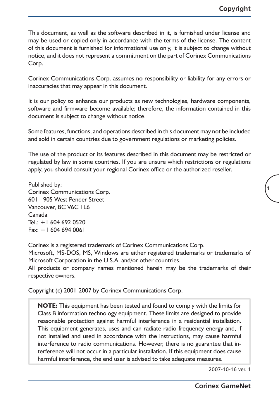 Corinex Global Corinex GameNet User Manual | Page 3 / 47