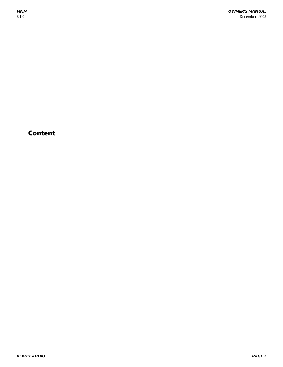 Content | Verity Audio Finn User Manual | Page 2 / 12