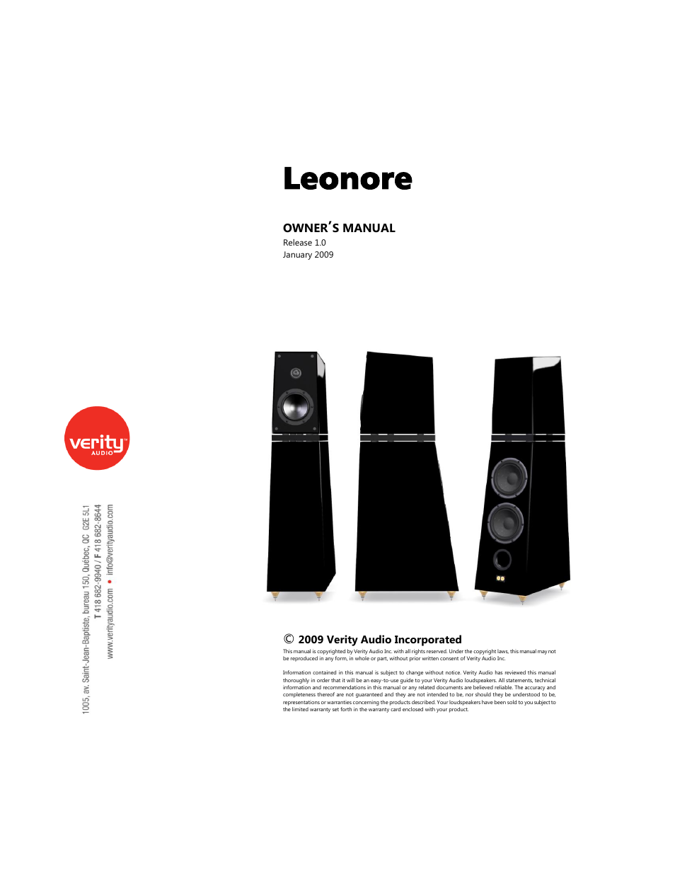 Verity Audio Leonore User Manual | 12 pages