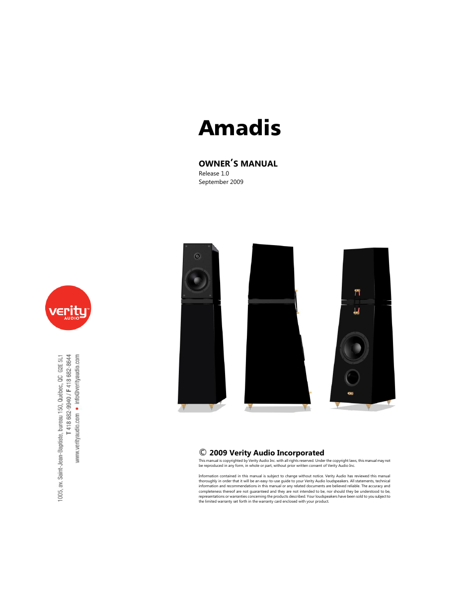 Verity Audio Amadis S User Manual | 12 pages