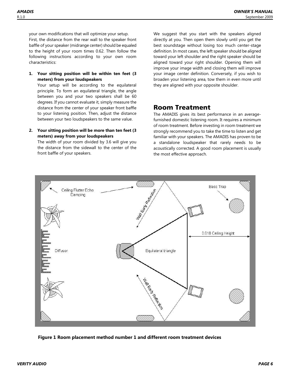 Room treatment | Verity Audio Amadis S User Manual | Page 6 / 12