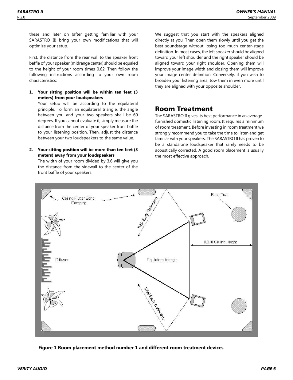 Room treatment | Verity Audio Sarastro IIS User Manual | Page 6 / 12
