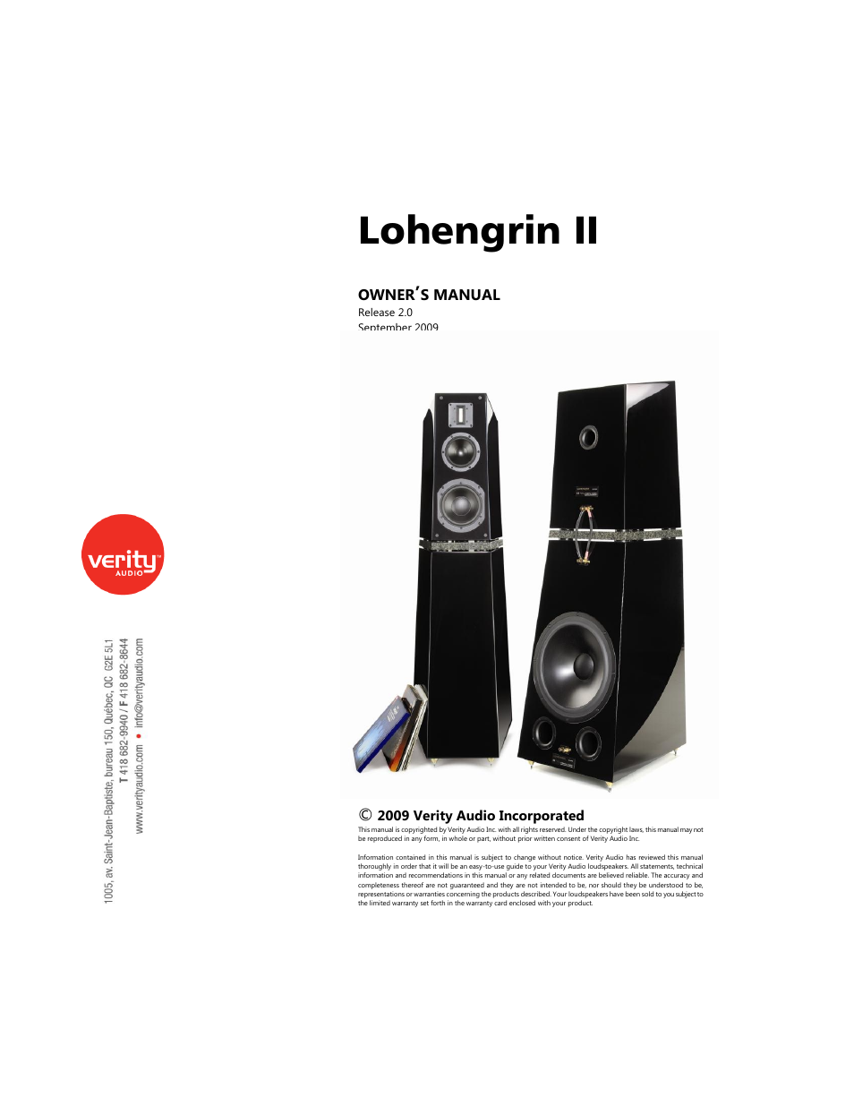 Verity Audio Lohengrin IIS User Manual | 12 pages